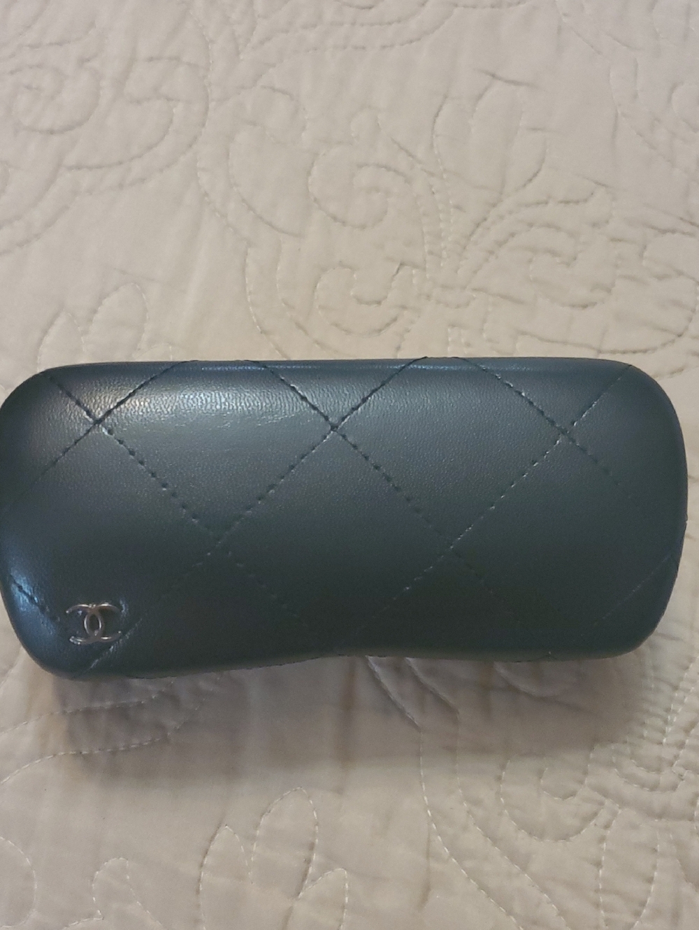 CHANEL Quilted Eyewear Case in Teal